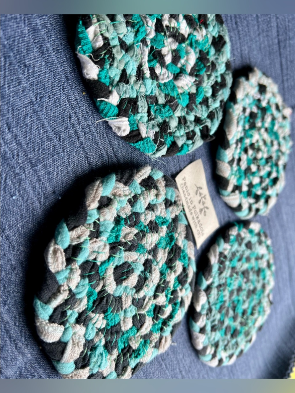 Set of Four Braided Handmade Coasters